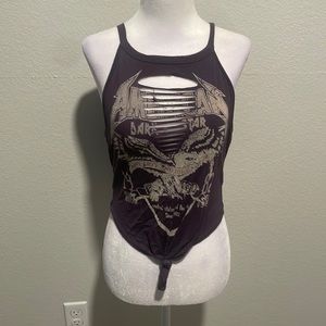 Studio 1011 gray blouse crop top